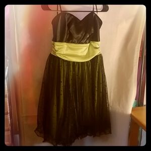 Black lime green dress